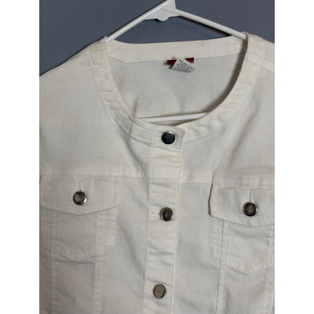 Tudor Court Womens White Utility Shirt Jacket Snap Front Size S